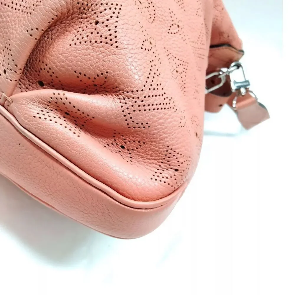 Auth Louis Vuitton Pink Monogram Empreinte LV Mahina Selene PM Tote